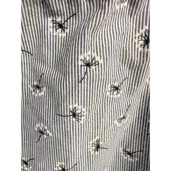 Love Notes Womens Blowing Dandelion Blue Ticking Shirt Off Shoulder Sz Large - Picture 3 of 4